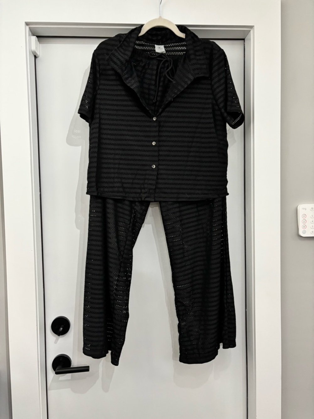 Hurley Black Eyelet Short-Sleeve Coverup Set